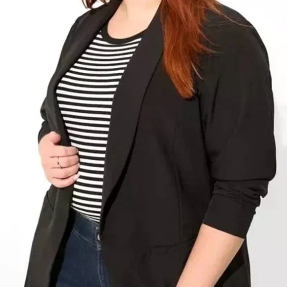 NWT TORRID Women's Longline Open Front Black Blazer - Picture 13 of 16